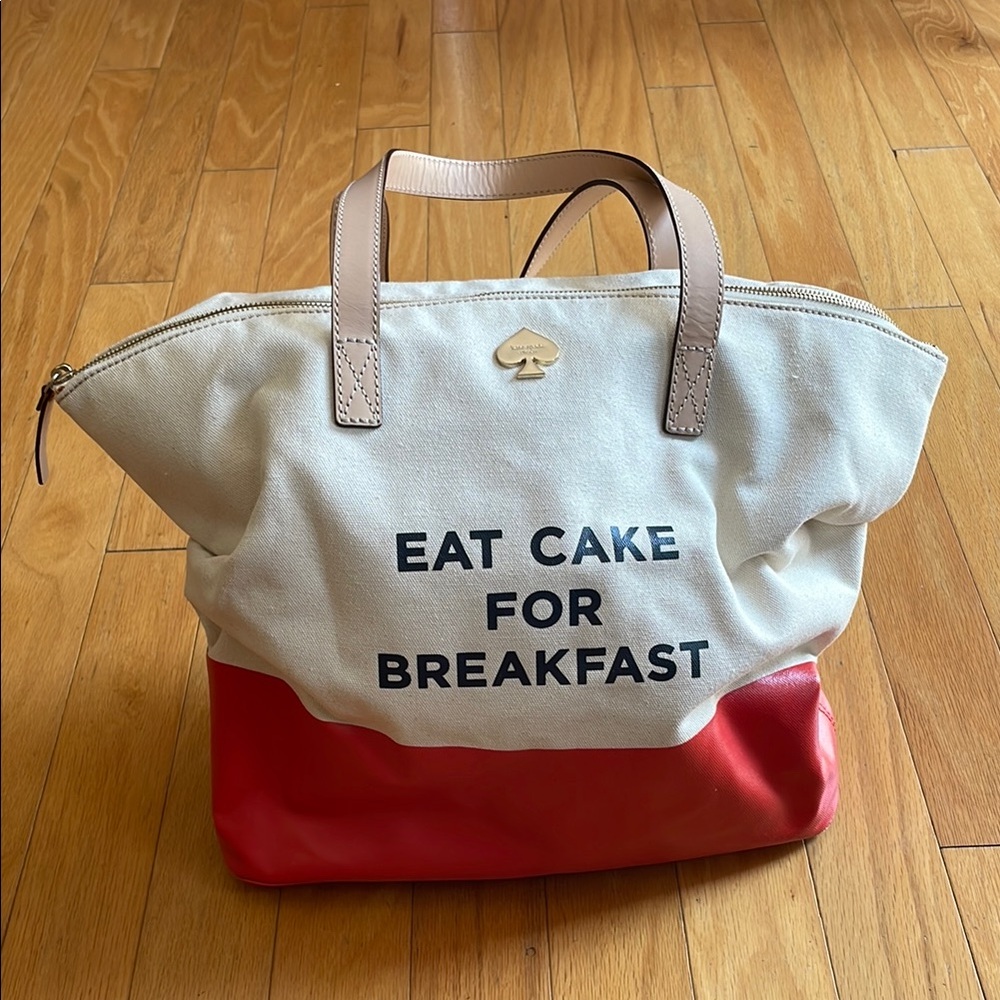 Kate Spade Poppy Red and Tan Color-Block Tote